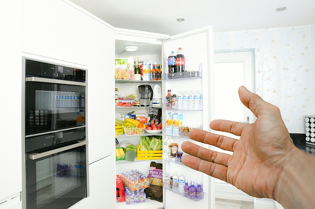 冷蔵庫と手